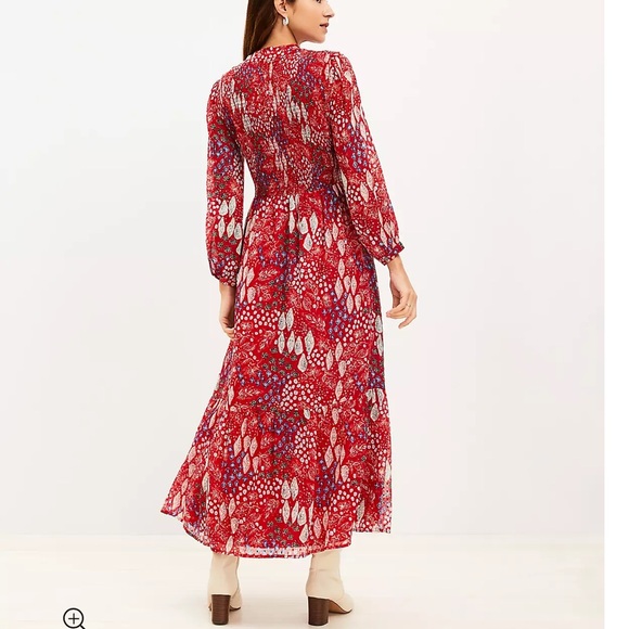 Ann Taylor Loft Red Paisley/Floral Maxi Dress size 00P - Picture 2 of 10
